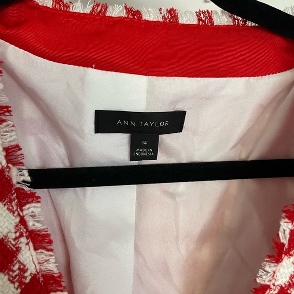 ANN TAYLOR - RED HOUNDSTOOTH / GINGHAM JACKET - Picture 4 of 5